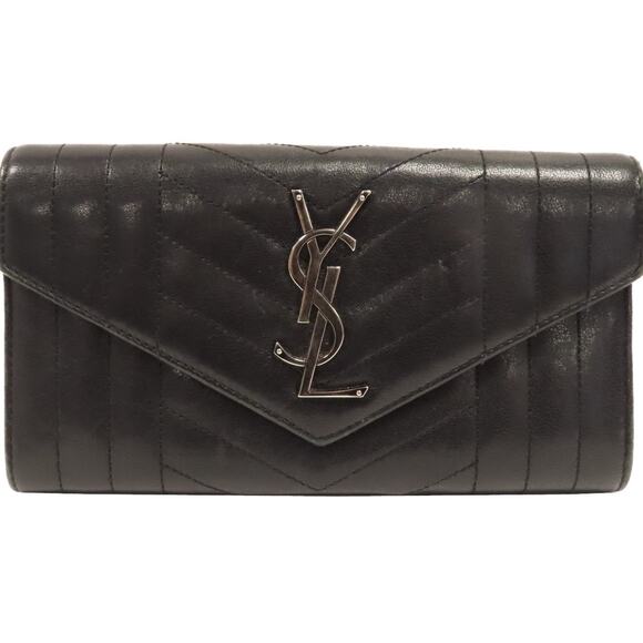 💎✨BEAUTIFUL✨💎Authentic SAINT LAURENT Long Wallet Leather Black - Picture 3 of 13